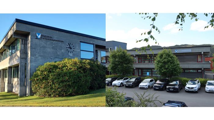 Bilete av skulebygningane til  Os gymnas og Os vidaregåande skule